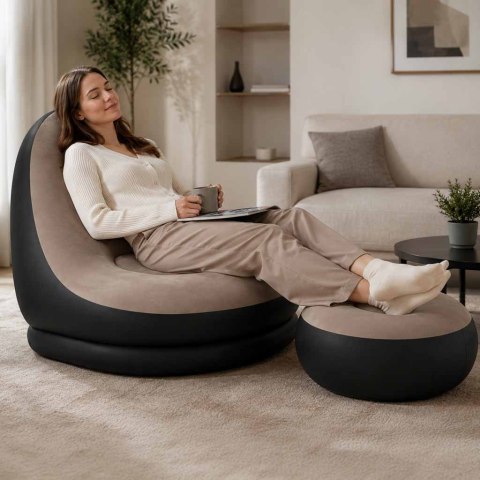 Fotel z podnóżkiem wypoczynkowy dmuchany sofa pufa pompka zestaw 2w1 Kik Sp. z o. o. Sp. k.