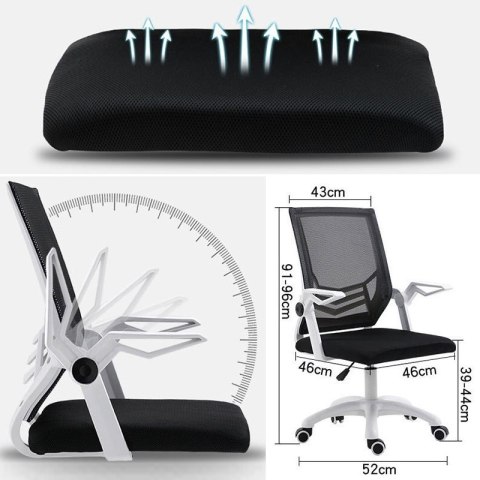 Ergonomiczny obrotowy fotel biurowy, krzesło z siatki- czarny HaloFuture