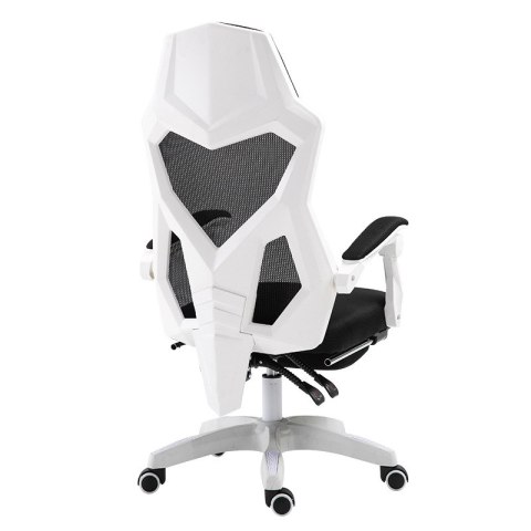 Ergonomiczny, obrotowy fotel biurowy, krzesło z zagłówkiem i podnóżkiem - biały HaloFuture