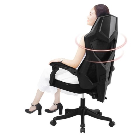 Ergonomiczny, obrotowy fotel biurowy, krzesło z zagłówkiem i podnóżkiem - biały HaloFuture