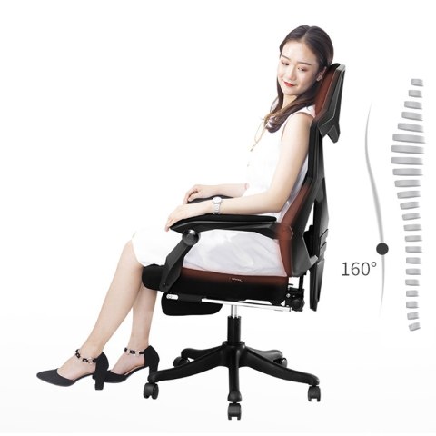 Ergonomiczny, obrotowy fotel biurowy, krzesło z zagłówkiem i podnóżkiem - biały HaloFuture