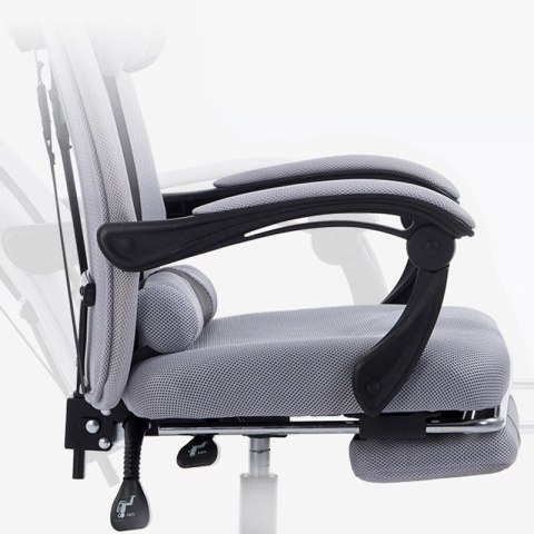 Ergonomiczny, obrotowy fotel z podnóżkiem i zagłówkiem, wentylacja - czarny HaloFuture