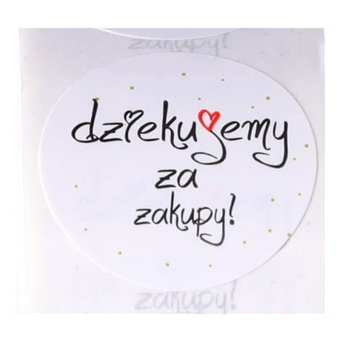 Ozdobne naklejki okrągłe Dziękujemy za zakupy 500szt - czarne kropeczki HaloFuture