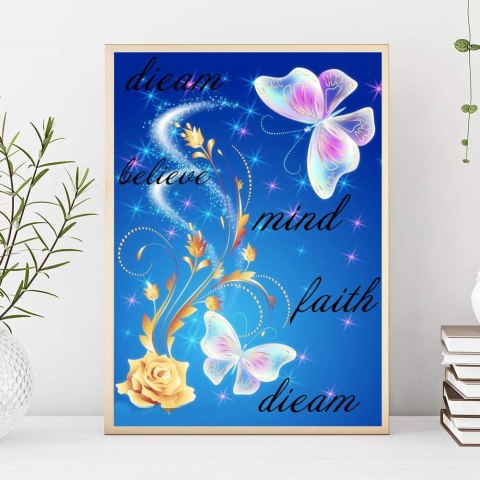 Haft Diamentowy/ Obraz 5D/ Mozaika Diamentowa/ Diamond Painting - motyl, rozm. 40x50 cm HaloFuture