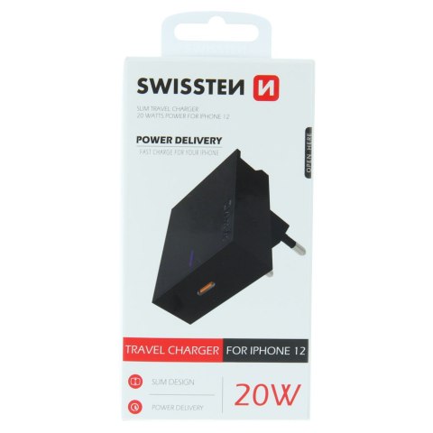 Ładowarka do iPhone 20W Power Delivery Swissten - czarna GAMACZ. CZ s.r.o.