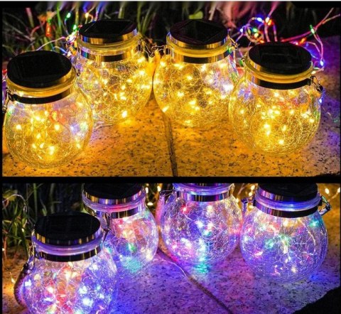 Lampion solarny ogrodowy/ Wisząca lampka LED solarna - rozmiar L, światło białe HaloFuture