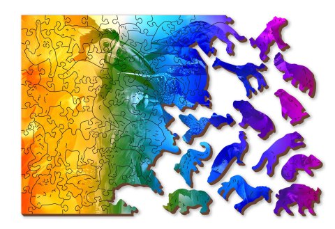 Drewniane Puzzle z figurkami - Ptaki gradient rozm. M, 200 elementów Mobimods sp. z o.o.