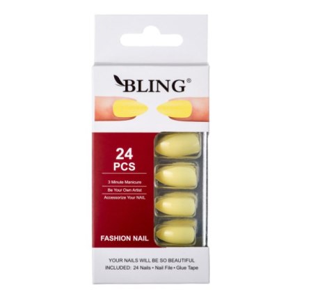 Sztuczne paznokcie, Tipsy BLING Fashion Nail (24 szt.) - żółty BougiGroup bv