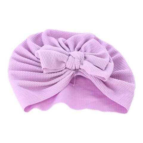 Turban niemowlęcy z kokardką, czapka dziewczęca - fioletowy HaloFuture