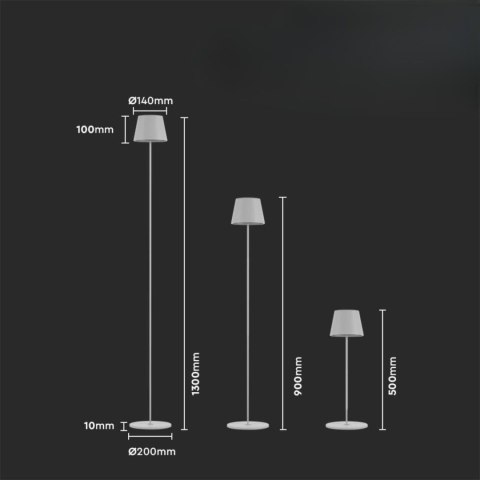 Lampa Podłogowa LED Biała Ładowalna 3000K 4W V-TAC V-TAC Europe Ltd