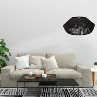 Lampa naturalna rattanowa wisząca - 50 cm (czarna) HaloFuture