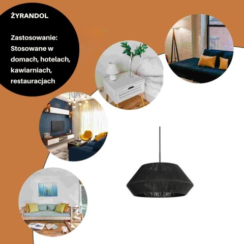 Lampa naturalna rattanowa wisząca - 50 cm (czarna) HaloFuture