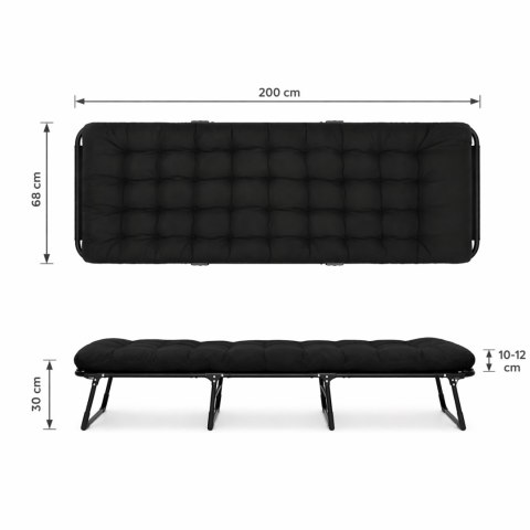 Składane Łóżko Turystyczne Polowe Kanadyjka 200x68 Cm Z Matercem Czarne HaloFuture