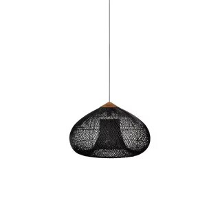 Sufitowa naturalna lampa rattanowa wisząca - 40cm - czarna HaloFuture