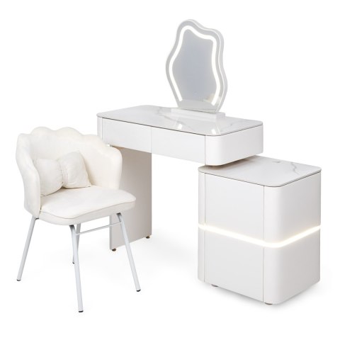 Toaletka kosmetyczna LED/ Komplet mebli blat 80 cm- Lilia - kolor biały HaloFuture