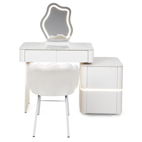 Toaletka kosmetyczna LED/ Komplet mebli blat 80 cm- Lilia - kolor biały HaloFuture
