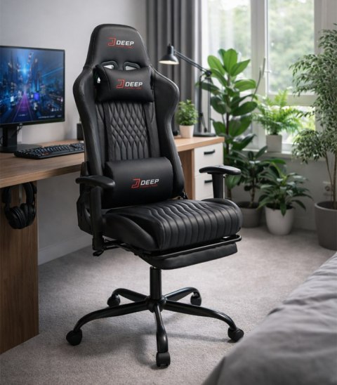 Ergonomiczny Obrotowy Fotel Gamingowy Czarny Z Podnóżkiem Fotel Biurowy Hedo sp. z o.o.