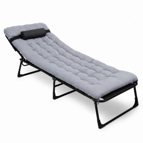 Składane łóżko turystyczne BIZNESOWE, polowe, kanadyjka PREMIUM 200x68 cm- kolor czarno-szary HaloFuture