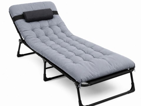 Składane łóżko turystyczne BIZNESOWE, polowe, kanadyjka PREMIUM 200x68 cm- kolor czarno-szary HaloFuture