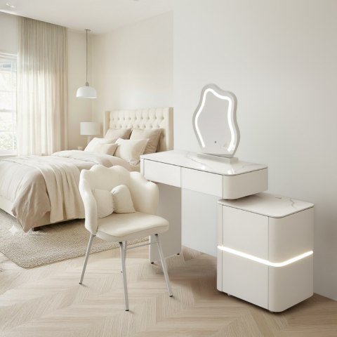 Toaletka kosmetyczna LED/ Komplet mebli blat 80 cm- Lilia - kolor biały HaloFuture