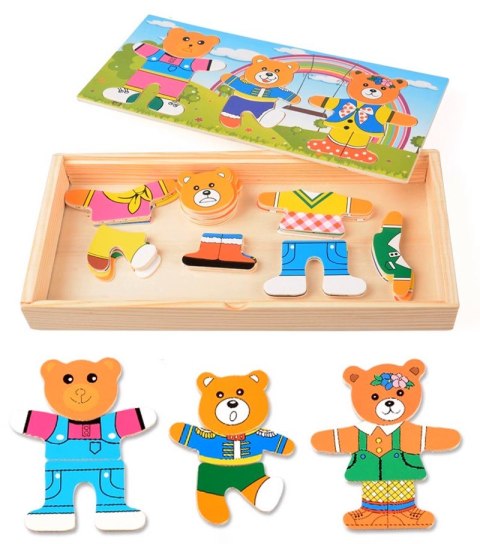 DREWNIANA UKŁADANKA PUZZLE UBIERANKA EMOCJE MINY RODZINA MISIÓW 47 EL.