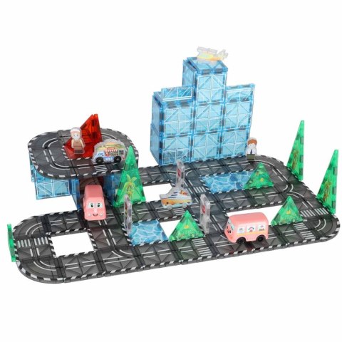Klocki magnetyczne konstrukcyjne 3D miasto samochody 91 elementów Kik Sp. z o. o. Sp. k.