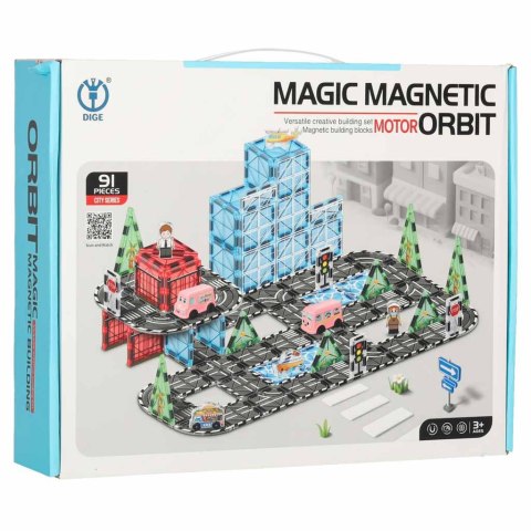 Klocki magnetyczne konstrukcyjne 3D miasto samochody 91 elementów Kik Sp. z o. o. Sp. k.