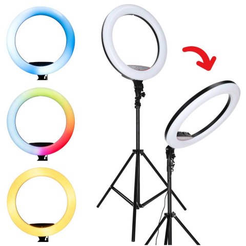 Lampa pierścieniowa LED RGB ring do selfie filmów ze statywem i pilotem 45cm Kik Sp. z o. o. Sp. k.