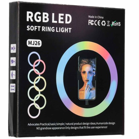 Lampa pierścieniowa do selfie LED RGB na statywie Kik Sp. z o. o. Sp. k.