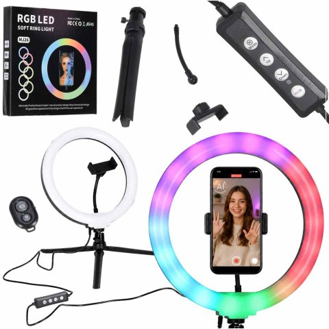 Lampa pierścieniowa do selfie LED RGB na statywie Kik Sp. z o. o. Sp. k.