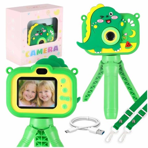 Aparat fotograficzny cyfrowy dla dzieci na statywie dinozaur zielony 8GB Kik Sp. z o. o. Sp. k.