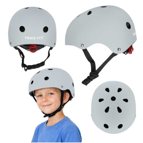 Kask rowerowy dla dziecka Trike Fix dziecięcy regulowany LED M 55-58cm szary ciemny Kik Sp. z o. o. Sp. k.
