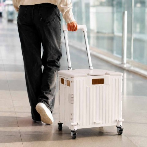 Wózek transportowy na zakupy LUARO składany 4 kółka pokrywka biały Kik Sp. z o. o. Sp. k.