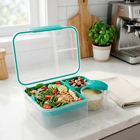 Lunch box śniadaniówka pudełko śniadaniowe z przegródkami dzielone 2200ml miętowe Kik Sp. z o. o. Sp. k.