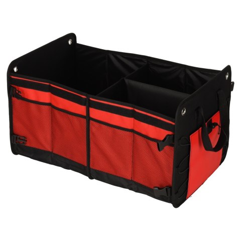 Organizer do bagażnika auta 56L XXL wzmocniony składany z klapą czarno-czerwony Kik Sp. z o. o. Sp. k.