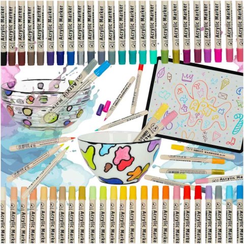 Markery akrylowe do tkanin kamieni pisaki flamastry mazaki wodoodporne DIY 48 szt. Kik Sp. z o. o. Sp. k.