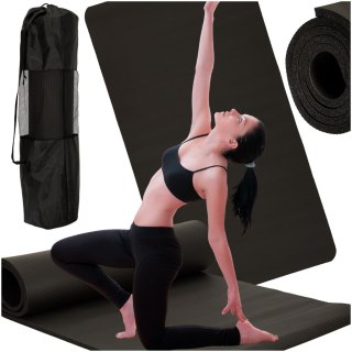 Mata do ćwiczeń jogi gimnastyczna treningowa fitness karimata gruba 1,5cm czarna + pokrowiec Kik Sp. z o. o. Sp. k.