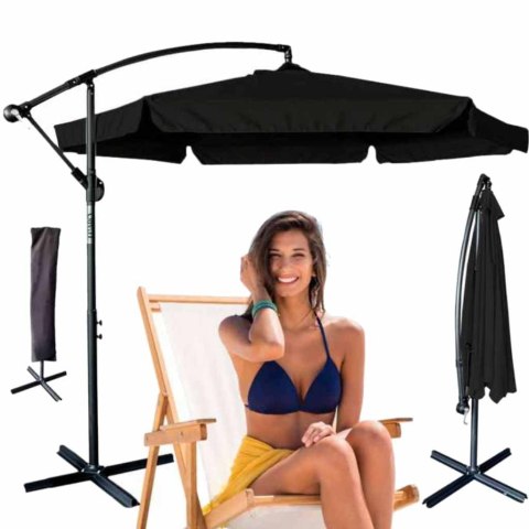 Parasol ogrodowy LUARO duży składany z wysięgnikiem 290cm czarny Kik Sp. z o. o. Sp. k.
