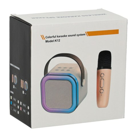 Zestaw do karaoke głośnik Bluetooth mikrofon USB LED beżowy Kik Sp. z o. o. Sp. k.