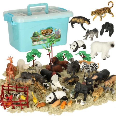 Figurki zwierząt zwierzęta zoo safari farma akcesoria skrzynka 59 elementów Kik Sp. z o. o. Sp. k.