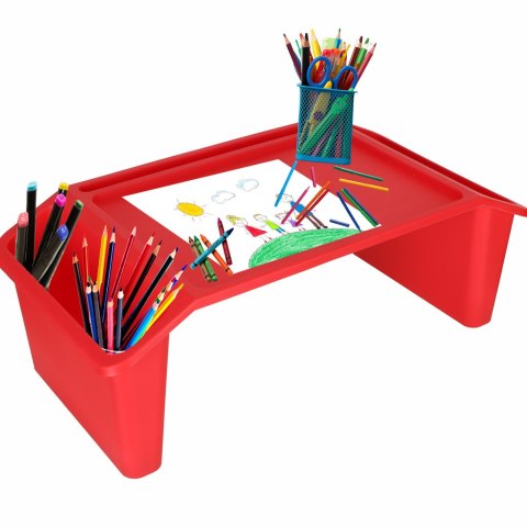 Stolik pod laptopa z organizerem podróżny samochodowy dla dzieci z kieszeniami śniadaniowy podstawka przenośny stabilny czerwony Kik Sp. z o. o. Sp. k.