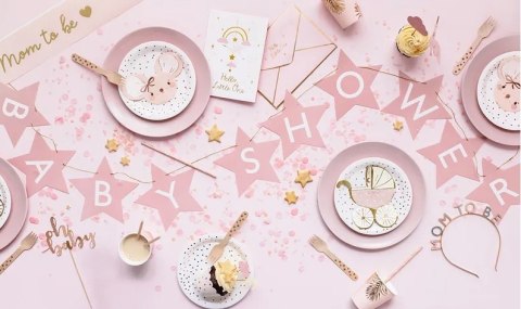 Baner napis na baby shower gwiazdki jasnoróżowe 290cm x 16,5cm Partydeco Sp. z o. o.