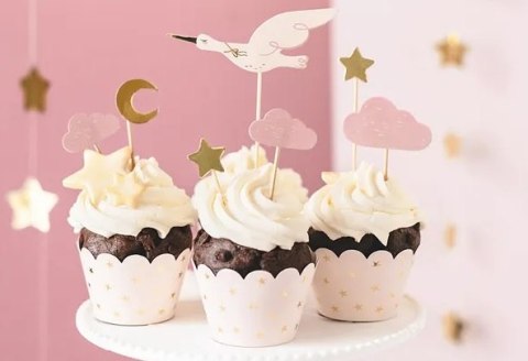Dekoracje do muffinek babeczek - Bocian 11cm-12cm 7 sztuk Partydeco Sp. z o. o.