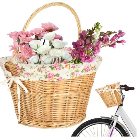 Koszyk rowerowy wiklinowy na rower RALLEX przedni pleciony click w kwiaty SHANGHAI RALLEX INDUSTRIAL
