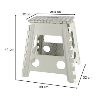Stołek taboret składany antypoślizgowy wysoki 39,5 cm jasny szary Kik Sp. z o. o. Sp. k.