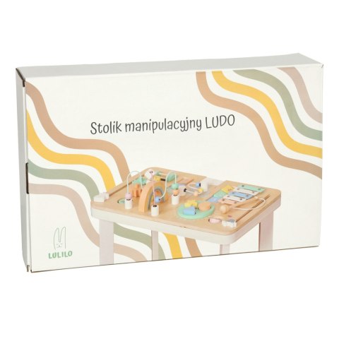 Tablica manipulacyjna LULILO LUDO stolik drewniany sensoryczny 2w1 miętowy Kik Sp. z o. o. Sp. k.