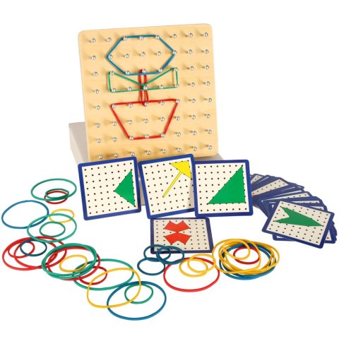 Geoboard geoplan drewniana układanka tworzenie kształtów z gumek Kik Sp. z o. o. Sp. k.