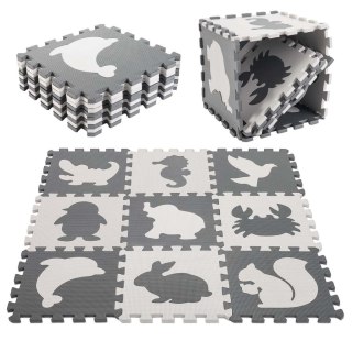 Mata edukacyjna dla dzieci piankowa puzzle szara 85 x 85 cm 9 elementów Kik Sp. z o. o. Sp. k.