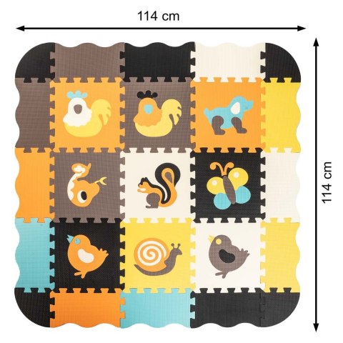 Mata edukacyjna piankowa puzzle zwierzątka kolorowa 114 x 114 cm 25 elementów Kik Sp. z o. o. Sp. k.