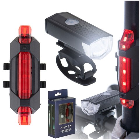 Lampka rowerowa LED RALLEX zestaw tył-przód na rower kierownicę USB SHANGHAI RALLEX INDUSTRIAL